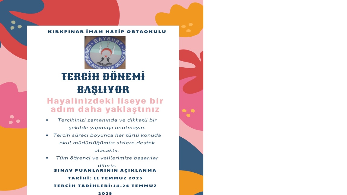 LİSE TERCİH DÖNEMİ BAŞLIYOR 